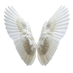 Open, spread wings. White feathers texture on black background detail close