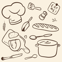 Kitchenware Doodle Elements for Designers
