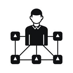 Man connected to Organizational Chart nodes silhouette vector icon