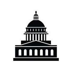 Capitol building silhouette icon with geometric structure