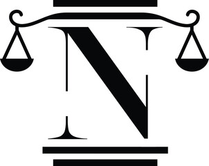 Abstract Monogram Letter N Law Firm with Pillar Vector Logo Design. 