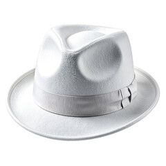 Stylish all-white fedora hat with a ribbon accent band