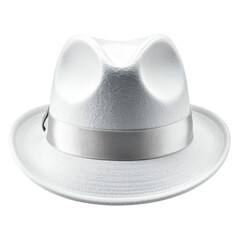 Classic White Fedora Elegant dress headwear, shiny band