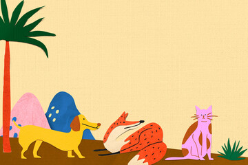 Obraz premium Paper craft animal background, colorful design