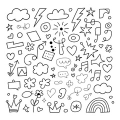 hand drawn doodle icons set