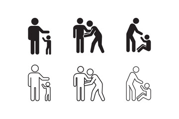 Human help icon outline and silhouette set