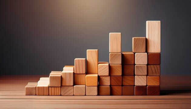 growth graph with wooden blocks - Powered by Adobe