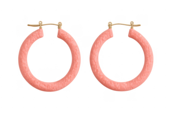 Pink flocked hoop earrings fashion accessory isolated