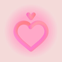 3D fluid hearts: central with empty space for copy/text and another above it, resembling a diamond on a ring against the pink radial gradient; vector illustration for Valentine cards and romantic art