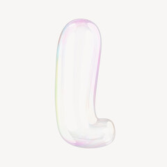 l letter, 3D transparent holographic bubble