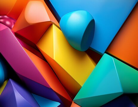 a vibrant abstract 3d render featuring a colorful geometric background design characterized by dynamic shapes and a vivid color palette that creates an engaging and visually stimulating composition