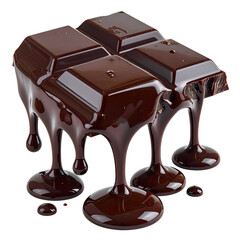 Dripping dark chocolate block, smooth & glossy liquid cascade effect