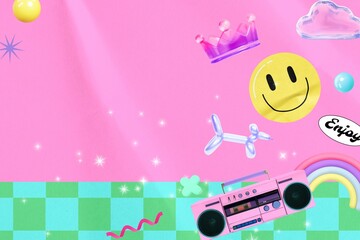 Cute throwback, 3d remix background