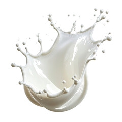 Creamy White liquid splash with dynamic curves and droplets on black