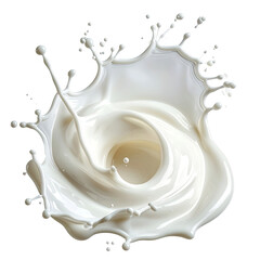 Creamy white liquid splash swirling out against a solid black background
