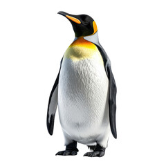 Penguin portrait. Black and white body with yellow neck and orange beak