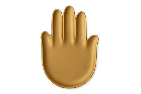 Golden 3d hand emoji showing stop gesture