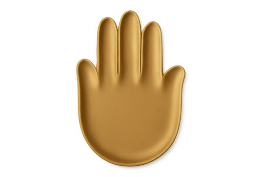 Golden 3d hand emoji showing stop gesture - Powered by Adobe