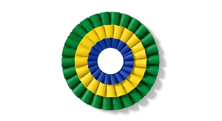 A Brazilian national rosette, showcasing vibrant colors and intricate design
