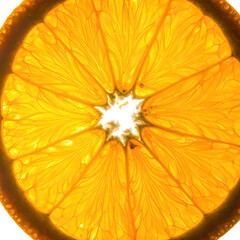 Translucent citrus slice, glowing with interior light