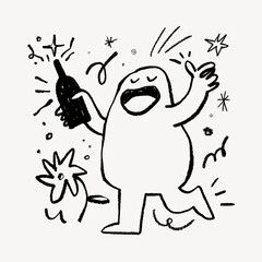 Drunk man sketchy character doodle illustration