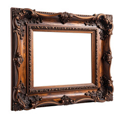 Intricate, ornate brown wooden frame with elaborate carving details