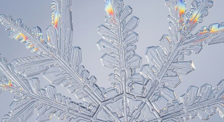 Obraz premium Detailaufnahme eines dendritischen Schneekristalls