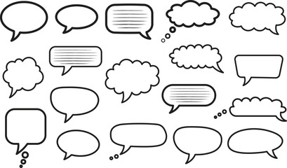 Fototapeta premium Collection of hand drawn speech bubbles and thought clouds for communication