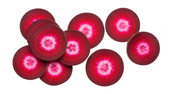 Vibrant red cranberries with glowing white centers and macro photography transparent background
