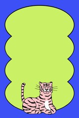 Tiger doodle frame background, retro animal, Chinese horoscope