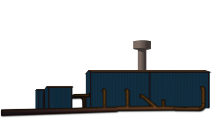 Industrial Factory Building with Smokestack and Pipelines – Vector Illustration