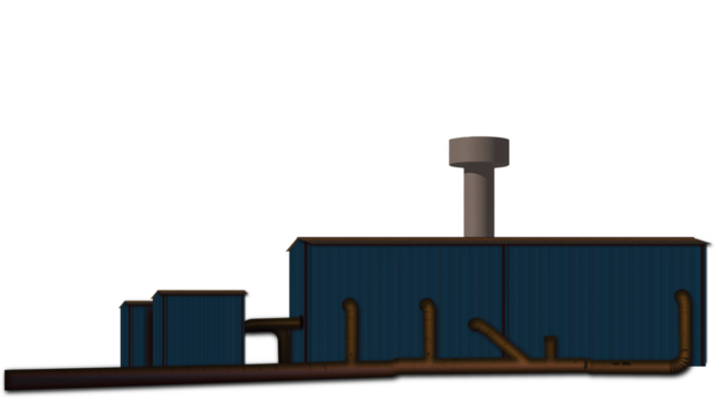 Industrial Factory Building with Smokestack and Pipelines – Vector Illustration
