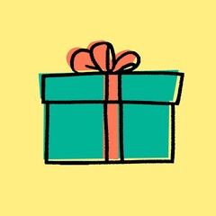 Green gift box clipart, birthday party graphic