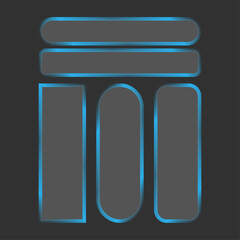 Neon Blue Tech Frames: Futuristic Dark Vector Buttons and Borders for Sci-Fi UI, Cyberpunk Gaming HUDs, and Modern Digital Interface Design