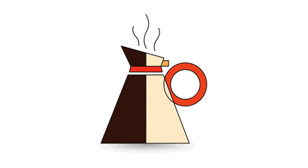Coffee Pot Pouring Fresh Brewed Coffee into a Mug, Kitchen Setting, Illustration Style, Cozy Atmosphere