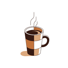Coffee Mug Art in Minimalist Style, Digital Illustration, Cozy Environment, Warm Tones, Aesthetic Viewpoint