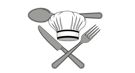 Chef's Tools and Utensils in Graphic Design, Kitchen Environment, Digital Illustration Concept