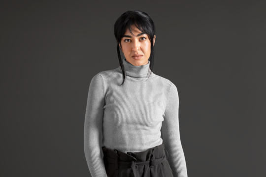 Turtleneck sweater png mockup transparent, women's autumn apparel fashion design