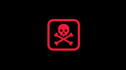 Minimalist malware alert icon on black background.