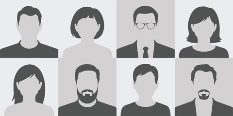 avatar set eight minimal user profile icons for website and apps