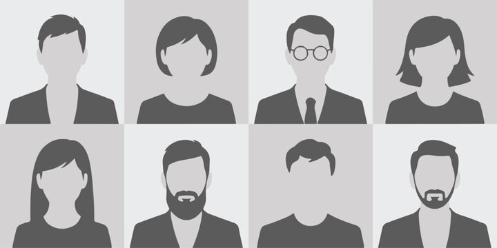 avatar collection eight generic user profile illustrations for UI kit