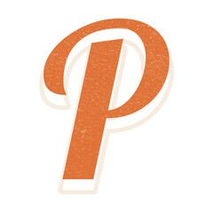 Letter P retro bold font typography and lettering