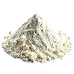 White powder pile, fine texture, small chunks visible on a black background