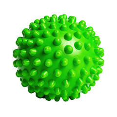 Green textured massage ball for myofascial release against black