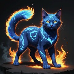 cat on a black background