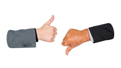 PNG Thumbs up & down, collage element, transparent background