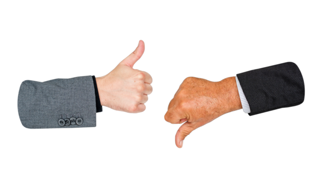 PNG Thumbs up & down, collage element, transparent background