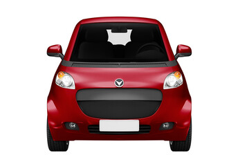 Front view of a red microcar in 3D