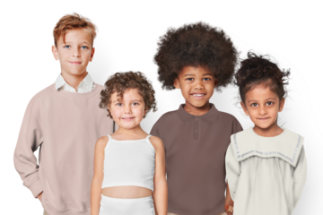 Png diverse kids in minimal apparel sticker, transparent background