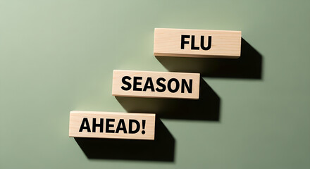 Flu Season Ahead Blocks Green Background Copy Space